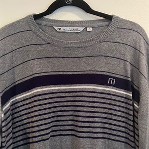 Travis Mathew, XL, Gray Navy, stripped, golf sweater